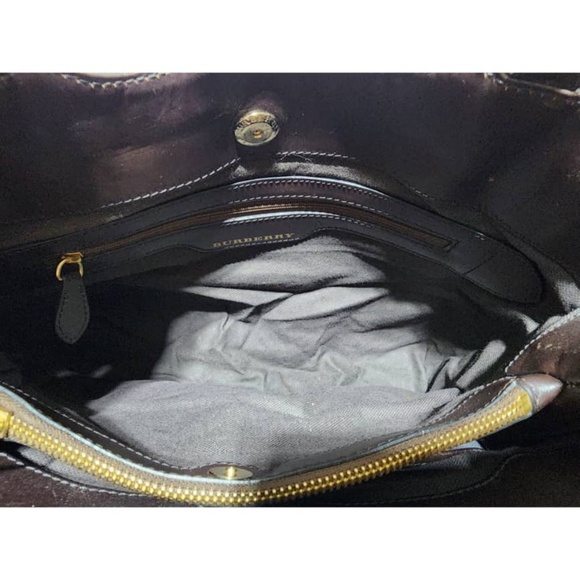 Authentic Burberry Haymarket Check PVC and Leather Small Hepburn Tote Bag - Picture 14 of 14